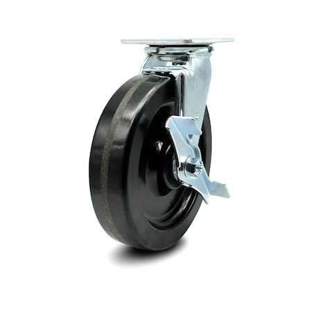 Service Caster 8 Inch Phenolic Swivel Caster with Ball Bearing and Brake SCC-30CS820-PHB-TLB